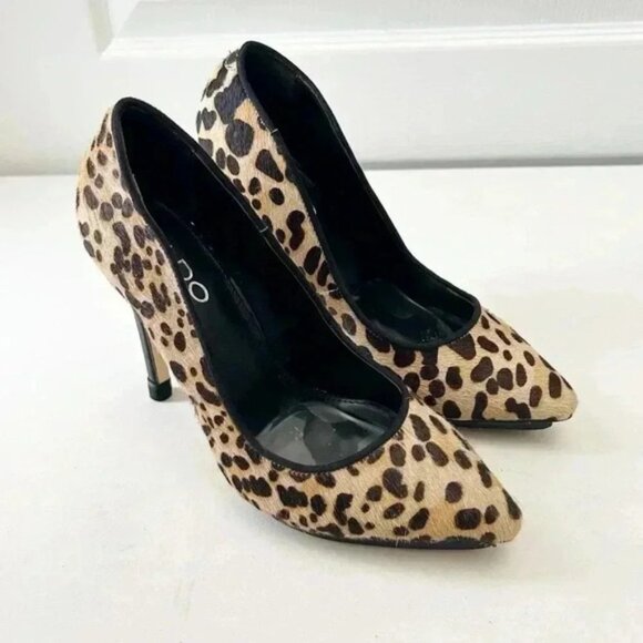 Aldo Leopard Print High Heel Pumps Pointed Toe Platform Brown Tan Size 7.5 - Picture 3 of 16